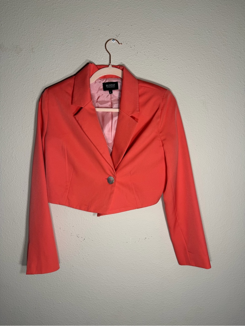 Crop Blazer in Coral